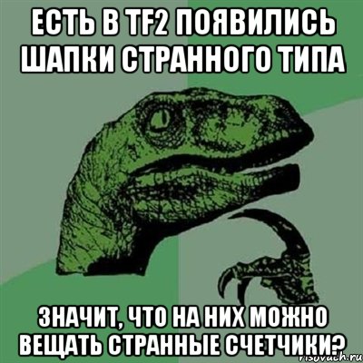 есть в tf2 появились шапки странного типа значит, что на них можно вещать странные счетчики?, Мем Филосораптор