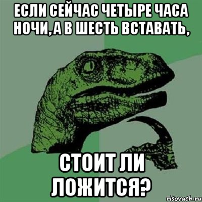 если сейчас четыре часа ночи, а в шесть вставать, стоит ли ложится?, Мем Филосораптор