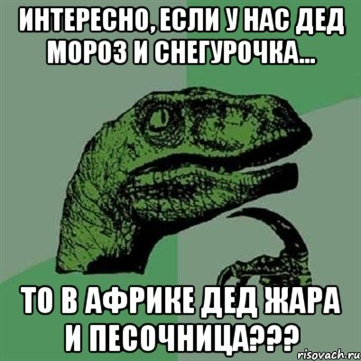 интересно, если у нас дед мороз и снегурочка... то в африке дед жара и песочница???, Мем Филосораптор