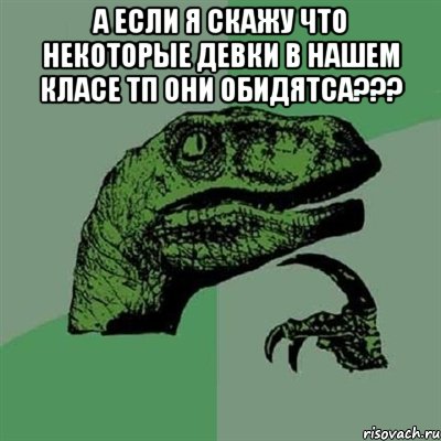 а если я скажу что некоторые девки в нашем класе тп они обидятса??? , Мем Филосораптор