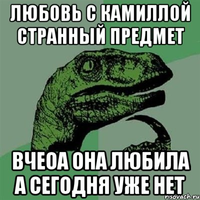 любовь с камиллой странный предмет вчеоа она любила а сегодня уже нет, Мем Филосораптор