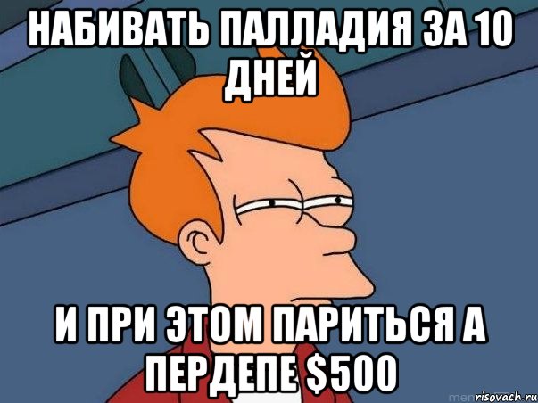 набивать палладия за 10 дней и при этом париться а пердепе $500, Мем  Фрай (мне кажется или)