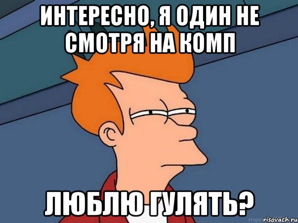 интересно, я один не смотря на комп люблю гулять?, Мем  Фрай (мне кажется или)