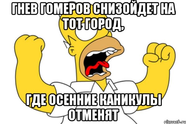 гнев гомеров снизойдет на тот город, где осенние каникулы отменят, Мем Разъяренный Гомер