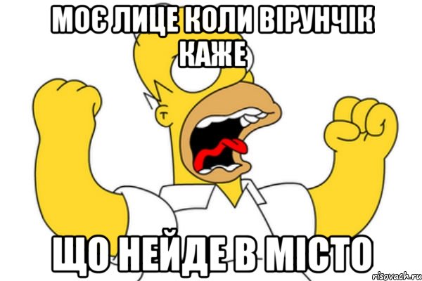 моє лице коли вірунчік каже що нейде в місто, Мем Разъяренный Гомер