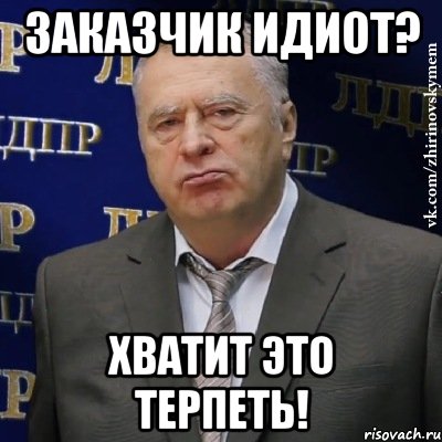 заказчик идиот? хватит это терпеть!, Мем Хватит это терпеть (Жириновский)