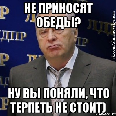 не приносят обеды? ну вы поняли, что терпеть не стоит), Мем Хватит это терпеть (Жириновский)