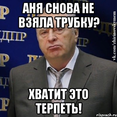 аня снова не взяла трубку? хватит это терпеть!, Мем Хватит это терпеть (Жириновский)