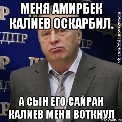 меня амирбек калиев оскарбил. а сын его сайран калиев меня воткнул, Мем Хватит это терпеть (Жириновский)