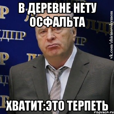 в деревне нету осфальта хватит:это терпеть, Мем Хватит это терпеть (Жириновский)