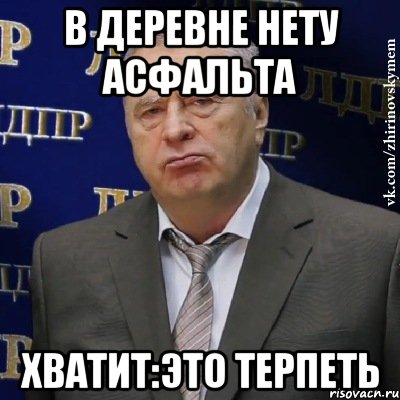 в деревне нету асфальта хватит:это терпеть, Мем Хватит это терпеть (Жириновский)