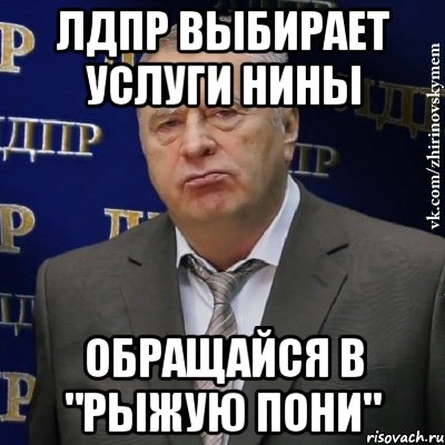 лдпр выбирает услуги нины обращайся в "рыжую пони", Мем Хватит это терпеть (Жириновский)