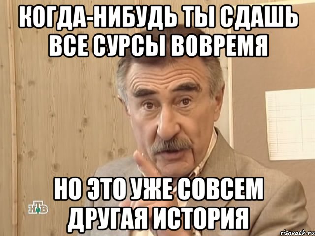 когда-нибудь ты сдашь все сурсы вовремя но это уже совсем другая история, Мем Каневский (Но это уже совсем другая история)