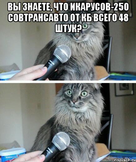 вы знаете, что икарусов-250 совтрансавто от кб всего 48 штук? , Комикс  кот с микрофоном