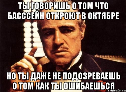 ты говоришь о том что басссейн откроют в октябре но ты даже не подозреваешь о том как ты ошибаешься, Мем крестный отец