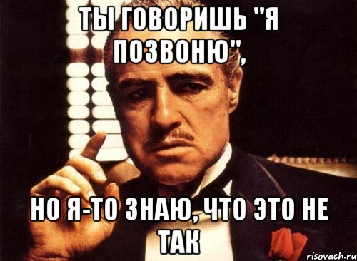 ты говоришь "я позвоню", но я-то знаю, что это не так, Мем крестный отец