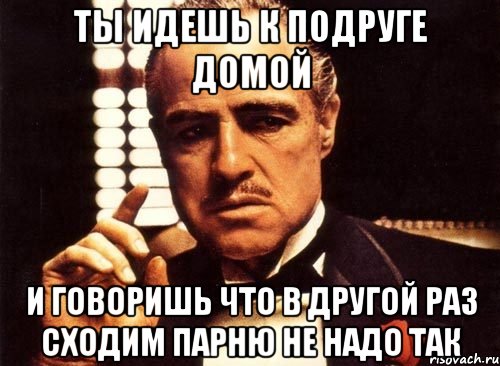 ты идешь к подруге домой и говоришь что в другой раз сходим парню не надо так, Мем крестный отец