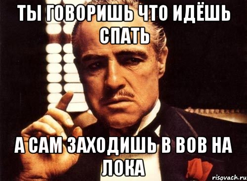 ты говоришь что идёшь спать а сам заходишь в вов на лока, Мем крестный отец