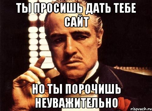 ты просишь дать тебе сайт но ты порочишь неуважительно, Мем крестный отец