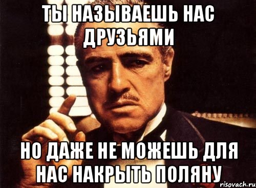 ты называешь нас друзьями но даже не можешь для нас накрыть поляну, Мем крестный отец