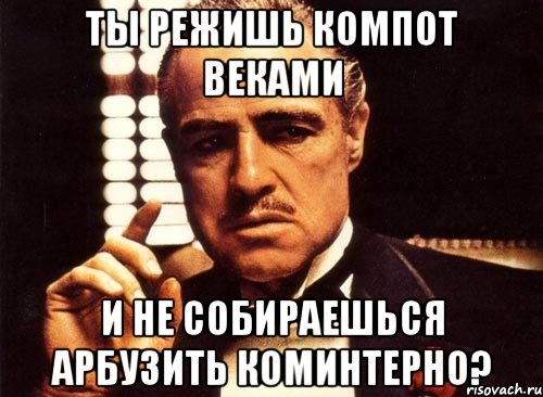 ты режишь компот веками и не собираешься арбузить коминтерно?, Мем крестный отец