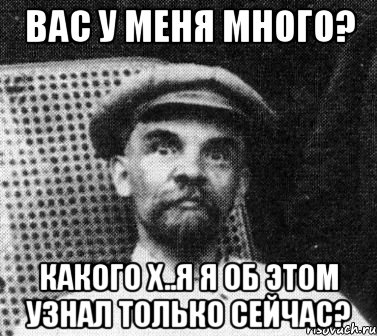 вас у меня много? какого х..я я об этом узнал только сейчас?, Мем   Ленин удивлен