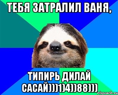 тебя затралил ваня, типирь дилай сасай)))1)4))88))), Мем Ленивец