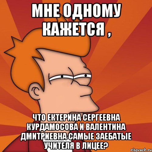 мне одному кажется , что ектерина сергеевна курдамосова и валентина дмитриевна самые заебатые учителя в лицее?, Мем Мне кажется или (Фрай Футурама)