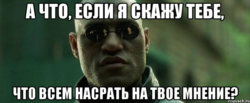 а что, если я скажу тебе, что всем насрать на твое мнение?, Мем  морфеус