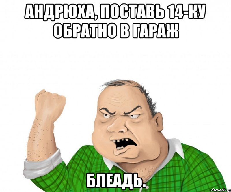 андрюха, поставь 14-ку обратно в гараж блеадь., Мем мужик