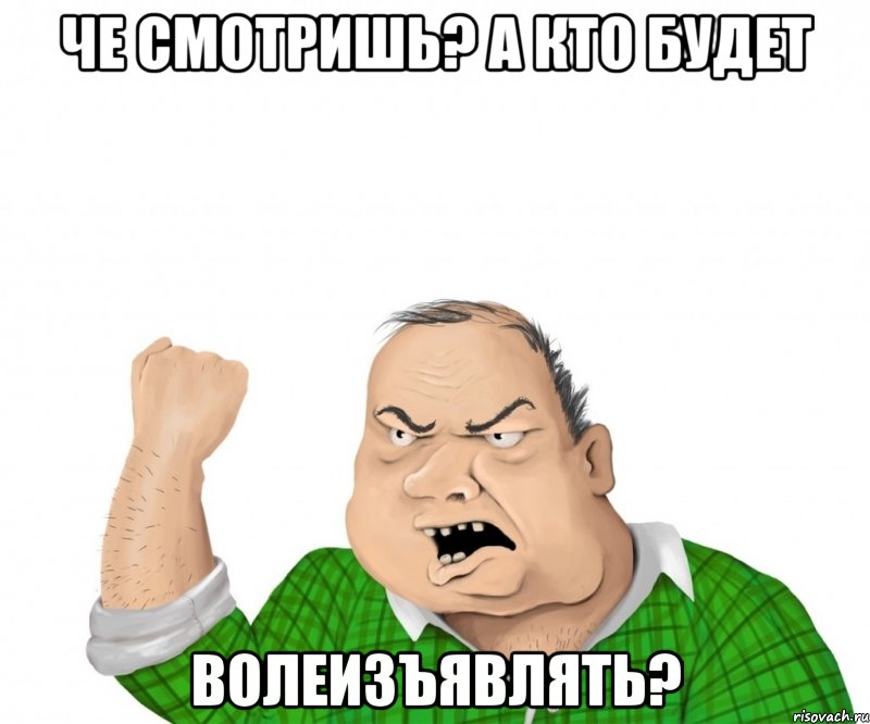 че смотришь? а кто будет волеизъявлять?, Мем мужик