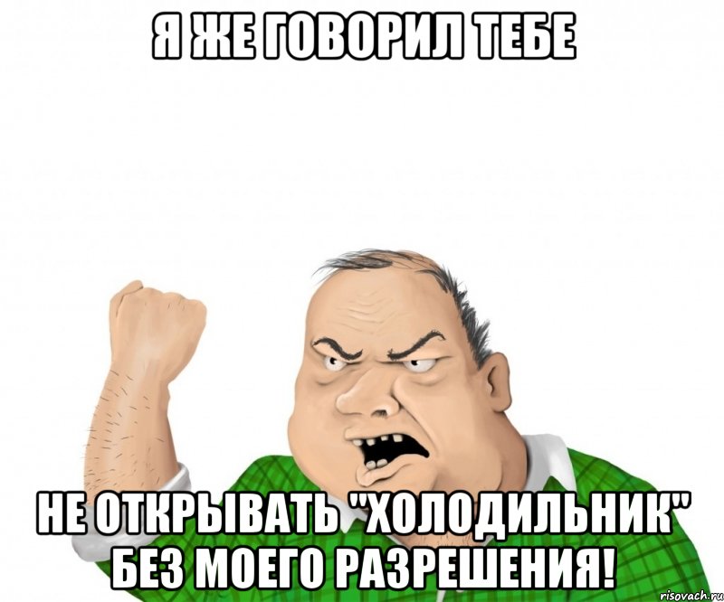 я же говорил тебе не открывать "холодильник" без моего разрешения!, Мем мужик