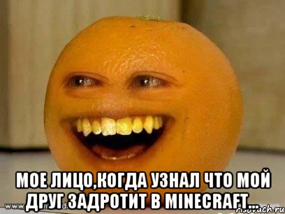  мое лицо,когда узнал что мой друг задротит в minecraft..., Мем Надоедливый апельсин