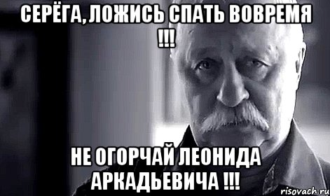 серёга, ложись спать вовремя !!! не огорчай леонида аркадьевича !!!, Мем Не огорчай Леонида Аркадьевича