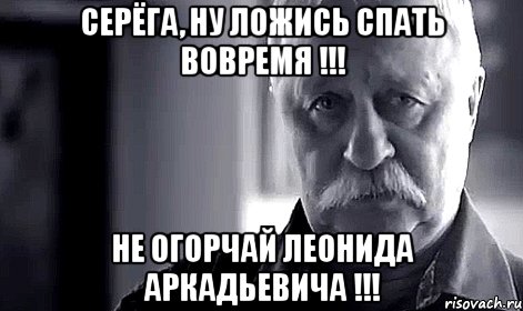 серёга, ну ложись спать вовремя !!! не огорчай леонида аркадьевича !!!, Мем Не огорчай Леонида Аркадьевича