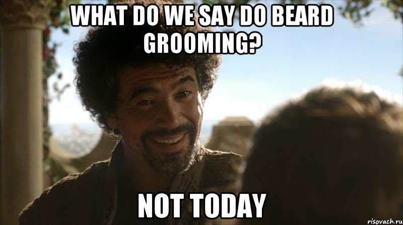 what do we say do beard grooming? not today, Мем  Не сегодня