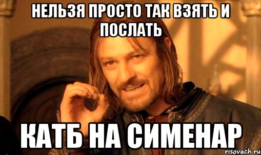 нельзя просто так взять и послать катб на сименар, Мем Нельзя просто так взять и (Боромир мем)