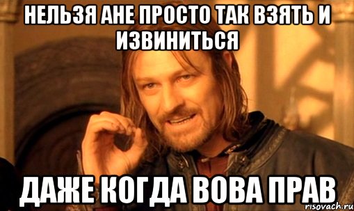 нельзя ане просто так взять и извиниться даже когда вова прав, Мем Нельзя просто так взять и (Боромир мем)