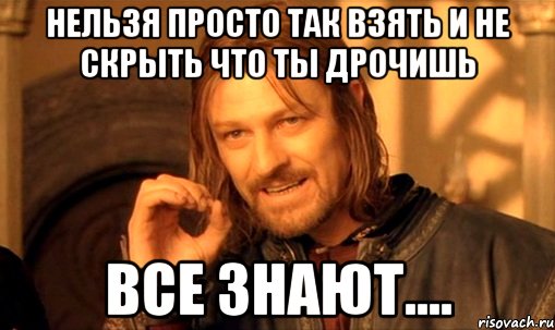 нельзя просто так взять и не скрыть что ты дрочишь все знают...., Мем Нельзя просто так взять и (Боромир мем)