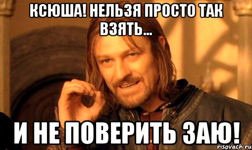 ксюша! нельзя просто так взять... и не поверить заю!, Мем Нельзя просто так взять и (Боромир мем)