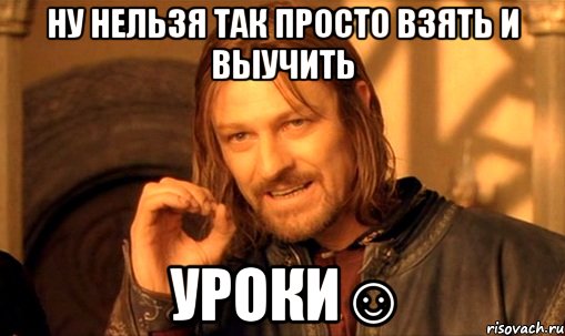 ну нельзя так просто взять и выучить уроки☺, Мем Нельзя просто так взять и (Боромир мем)