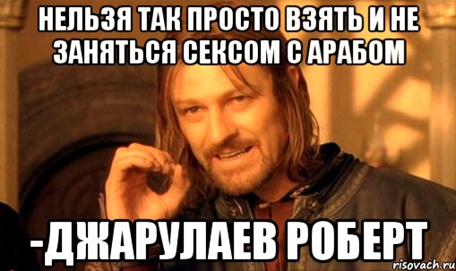 нельзя так просто взять и не заняться сексом с арабом -джарулаев роберт, Мем Нельзя просто так взять и (Боромир мем)