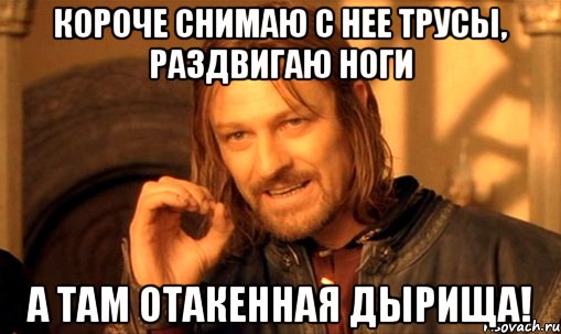 короче снимаю с нее трусы, раздвигаю ноги а там отакенная дырища!, Мем Нельзя просто так взять и (Боромир мем)