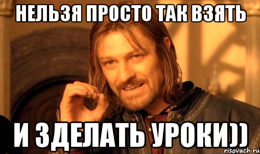 нельзя просто так взять и зделать уроки)), Мем Нельзя просто так взять и (Боромир мем)