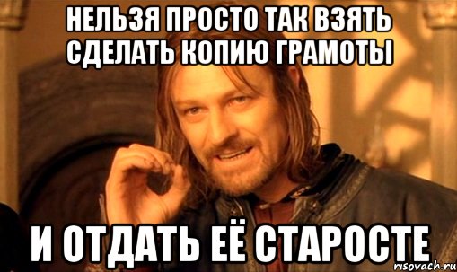 нельзя просто так взять сделать копию грамоты и отдать её старосте, Мем Нельзя просто так взять и (Боромир мем)