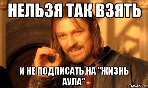 нельзя так взять и не подписать на "жизнь аула", Мем Нельзя просто так взять и (Боромир мем)