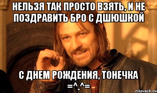 нельзя так просто взять, и не поздравить бро с дшюшкой с днем рождения, тонечка =^.^=, Мем Нельзя просто так взять и (Боромир мем)