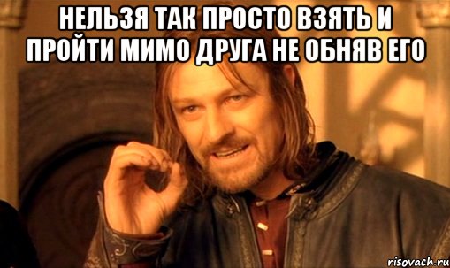 нельзя так просто взять и пройти мимо друга не обняв его , Мем Нельзя просто так взять и (Боромир мем)