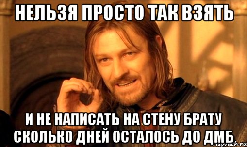 нельзя просто так взять и не написать на стену брату сколько дней осталось до дмб, Мем Нельзя просто так взять и (Боромир мем)