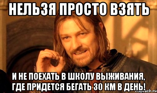 нельзя просто взять и не поехать в школу выживания, где придется бегать 30 км в день!, Мем Нельзя просто так взять и (Боромир мем)